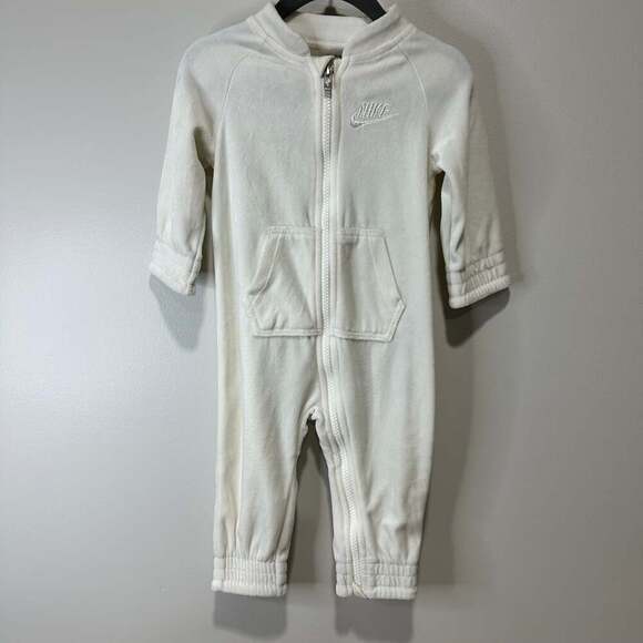 Nike Other - Nike Baby Girl Velour White Jumpsuit, Sz 12M